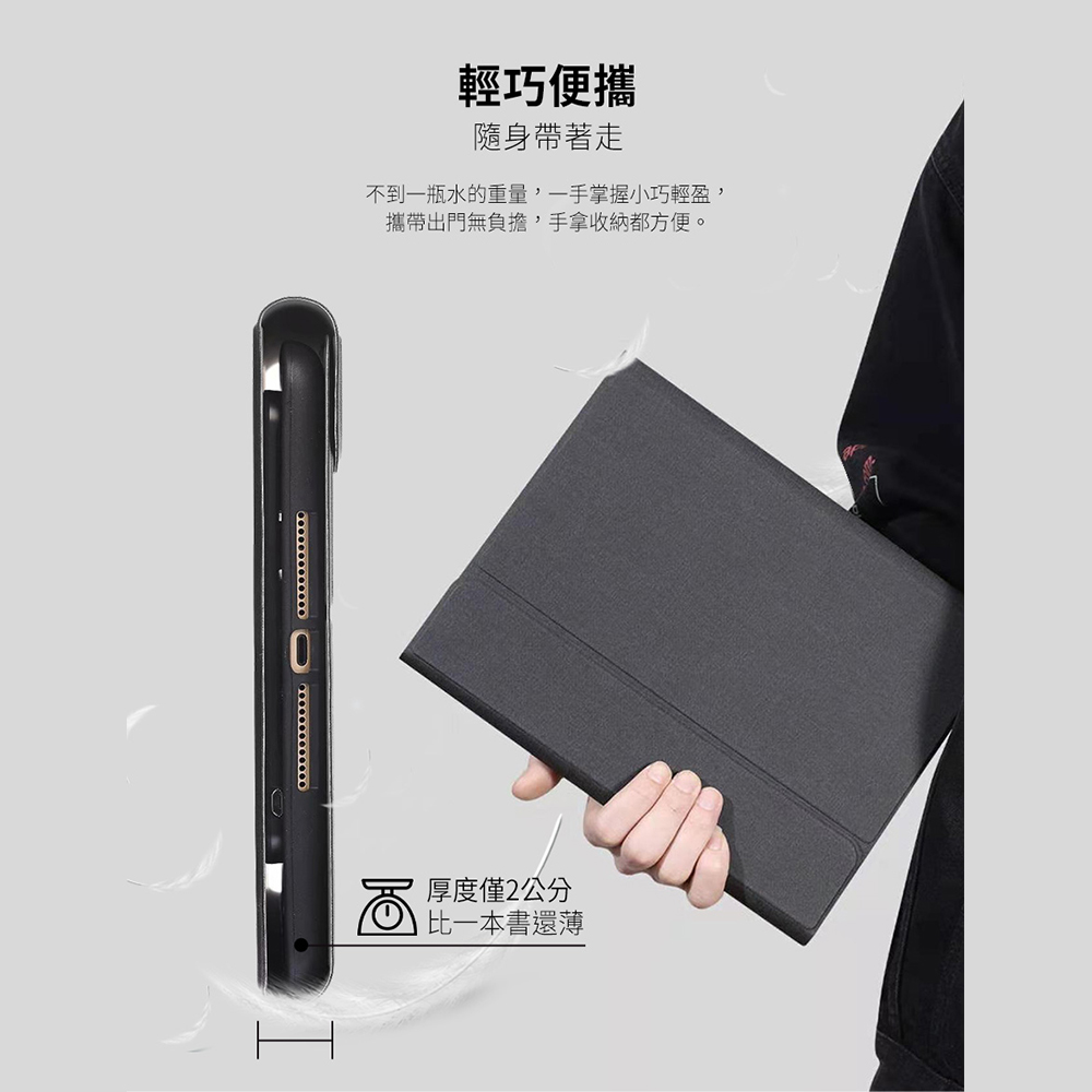Mltix 觸控板聰穎鍵盤 2018 iPad Pro 11吋 1代 含筆槽保護殼, 黑