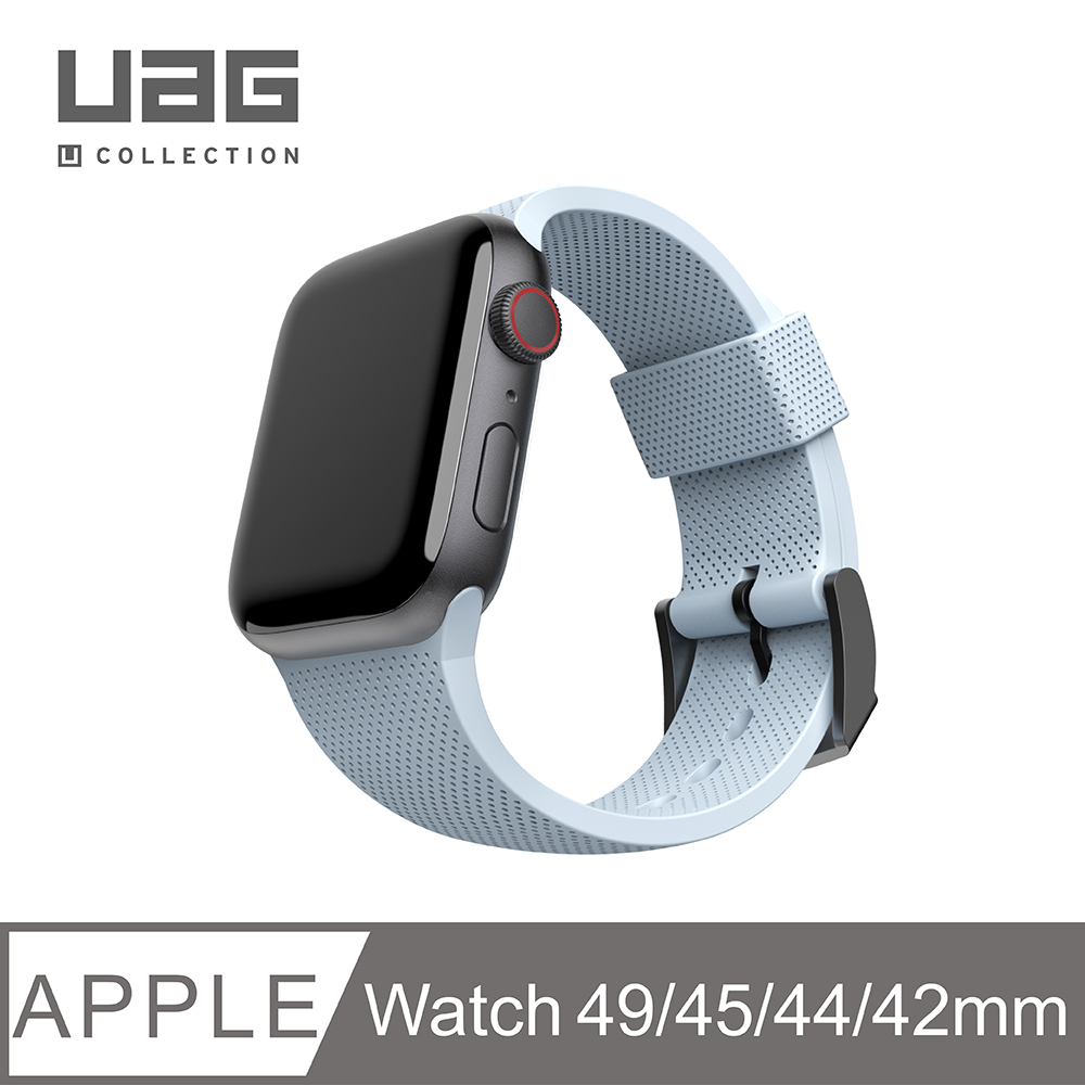 [U Apple Watch 42/44mm 舒適矽膠錶帶-藍