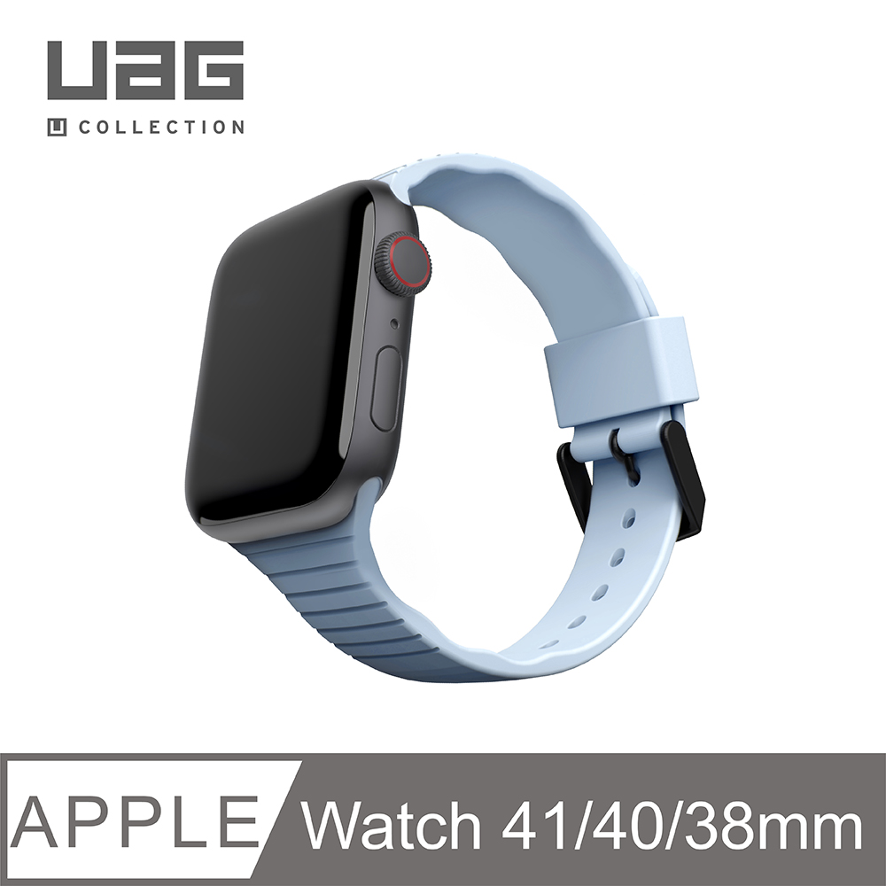 [U Apple Watch 38/40mm 透氣矽膠錶帶-藍
