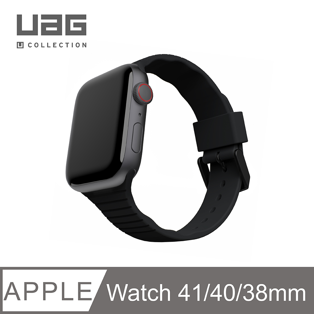 [U Apple Watch 38/40mm 透氣矽膠錶帶-黑