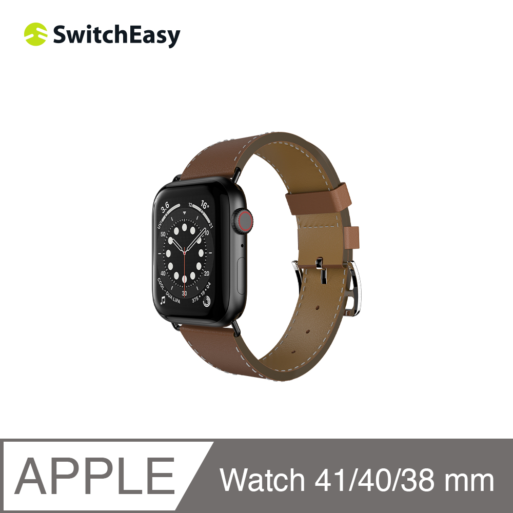 美國魚骨 SwitchEasy Apple Watch Classic 真皮錶帶 38/40/41 mm 棕色