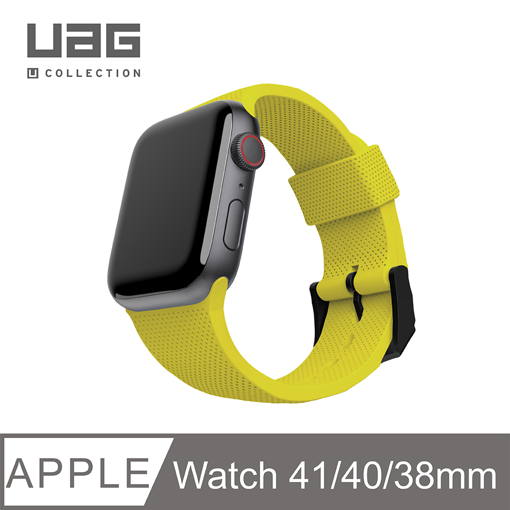 [U Apple Watch 38/40/41mm 舒適矽膠錶帶-黃