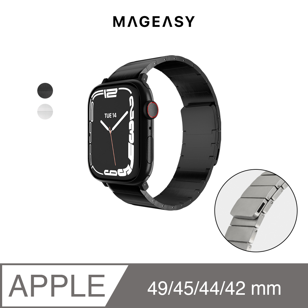 美國魚骨 SwitchEasy Apple Watch Maestro-M 不鏽鋼鏈式錶帶 42/44/45mm, 黑色