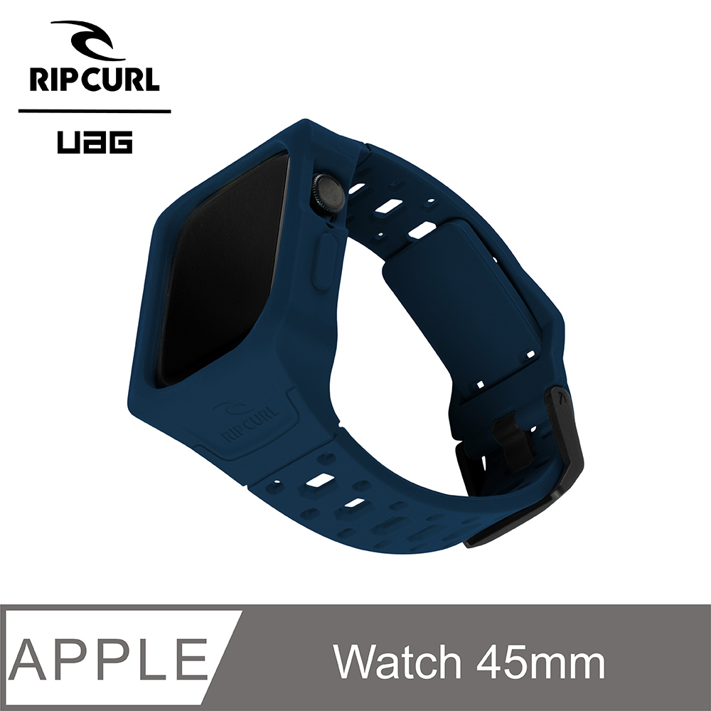 UAG X RIP CURL Apple Watch 45mm 矽膠保護殻運動錶帶-海軍藍