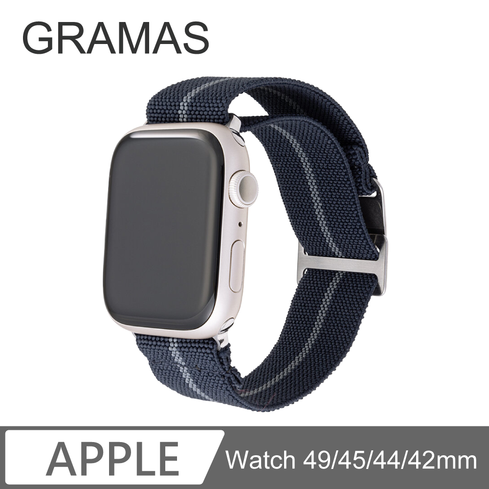 Gramas Apple Watch 42/44/45/49mm 法國海軍大帆布錶帶-海軍藍