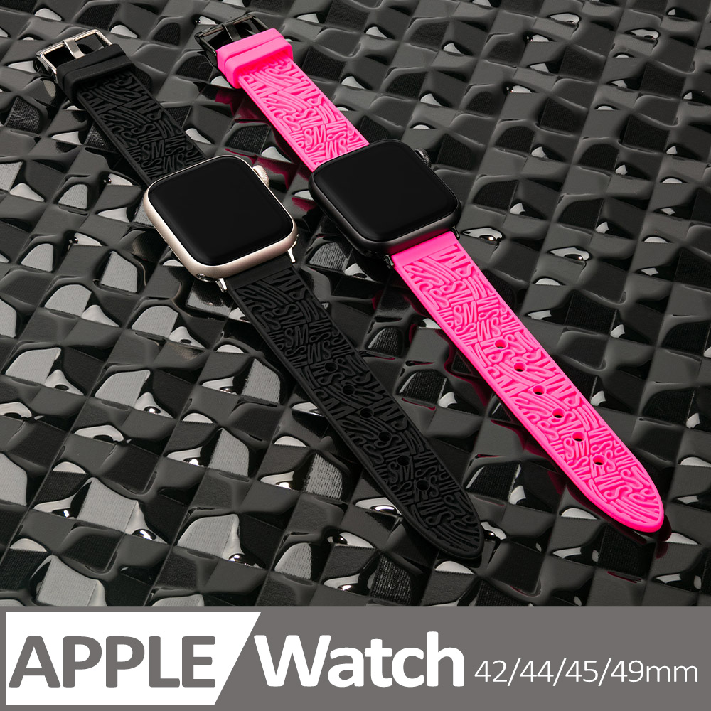 【Steve Madden】Apple watch 浮雕LOGO矽膠蘋果錶帶 42/44/45/49 mm