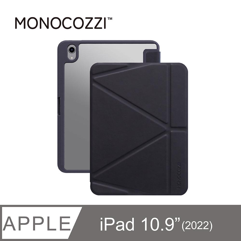 MONOCOZZI iPad 10.9(10th)透明背板皮革保護套-碳黑