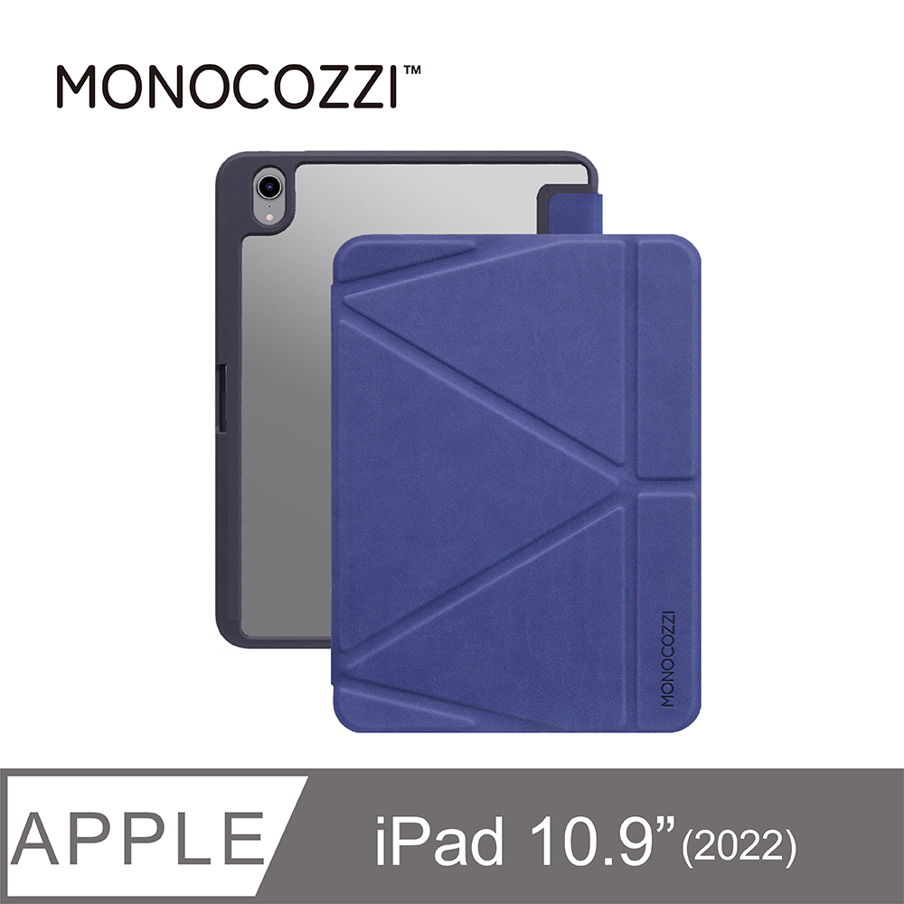 MONOCOZZI iPad 10.9(10th)透明背板皮革保護套-海軍藍
