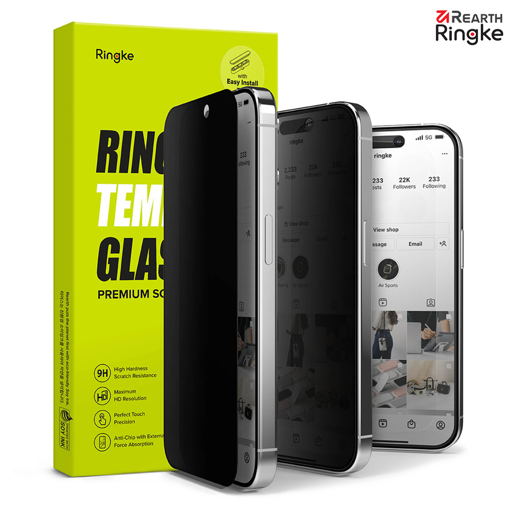 【Ringke】iPhone 15 Pro Max [Privacy Tempered Glass 防窺鋼化玻璃螢幕保護貼（附安裝工具）