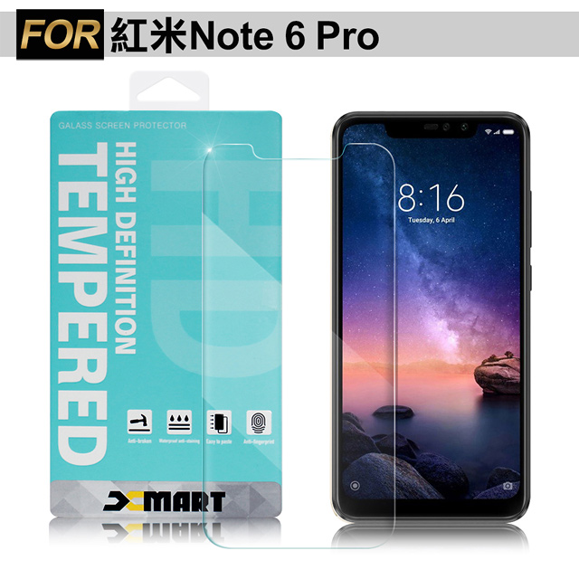 Xmart for 紅米Note 6 Pro 薄型 9H 玻璃保護貼-非滿版