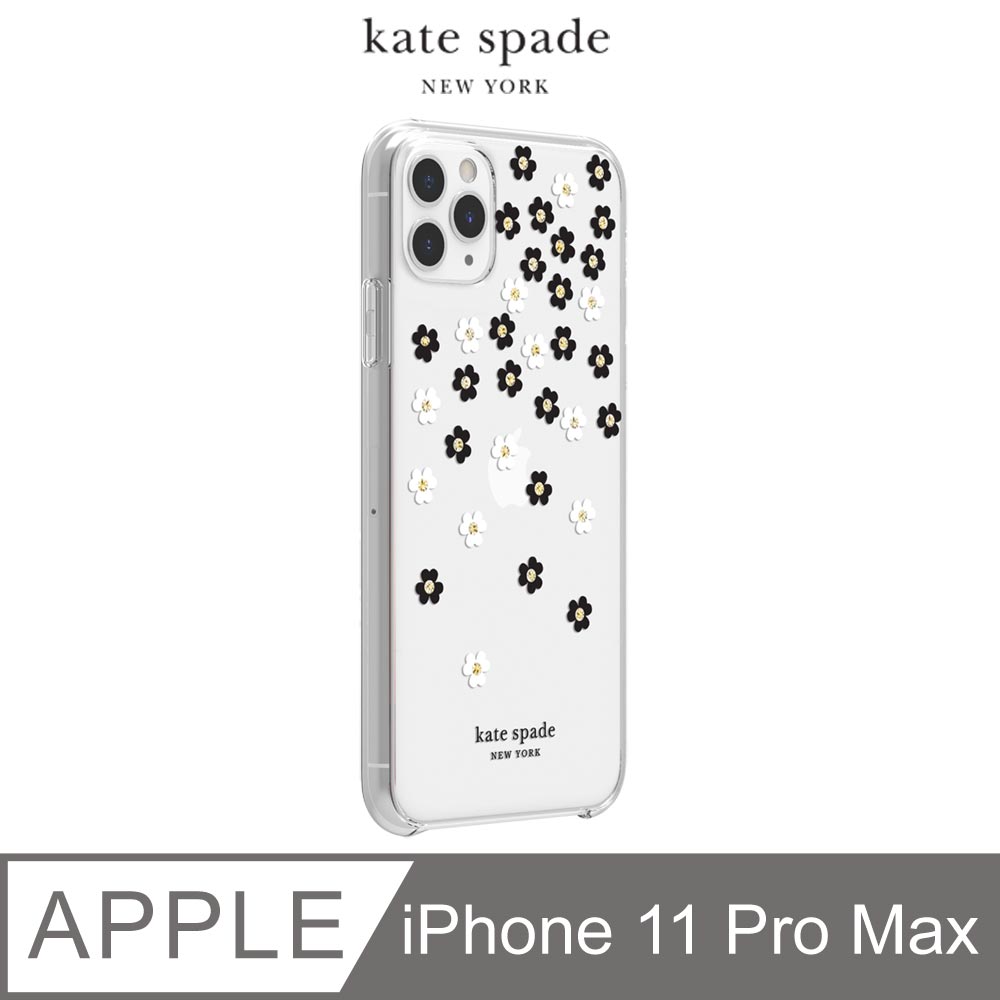 Kate Spade Scattered Flowers Iphone 11 Pro Max 黑白小花透明殼 金色鑲鑽 Pchome 24h購物