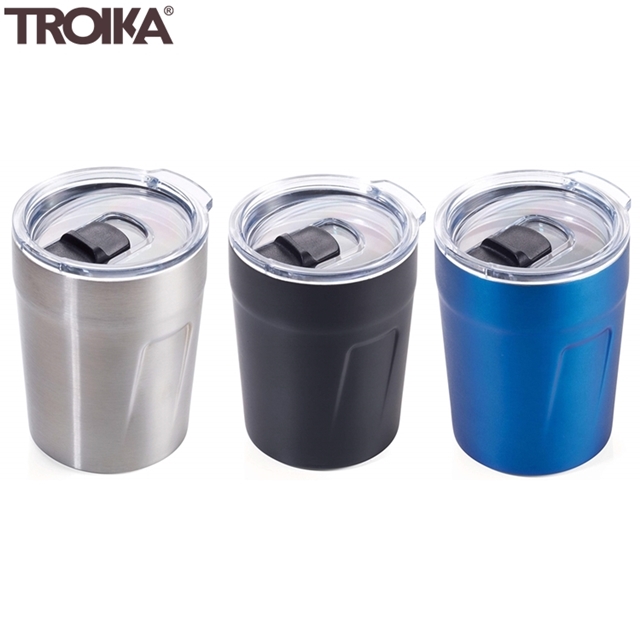 德國TROIKA防溢雙層保溫杯ESPRESSO濃縮咖啡DOPPIO CUP65(160ml;含密封蓋;適外出國旅行和熱茶熱飲)