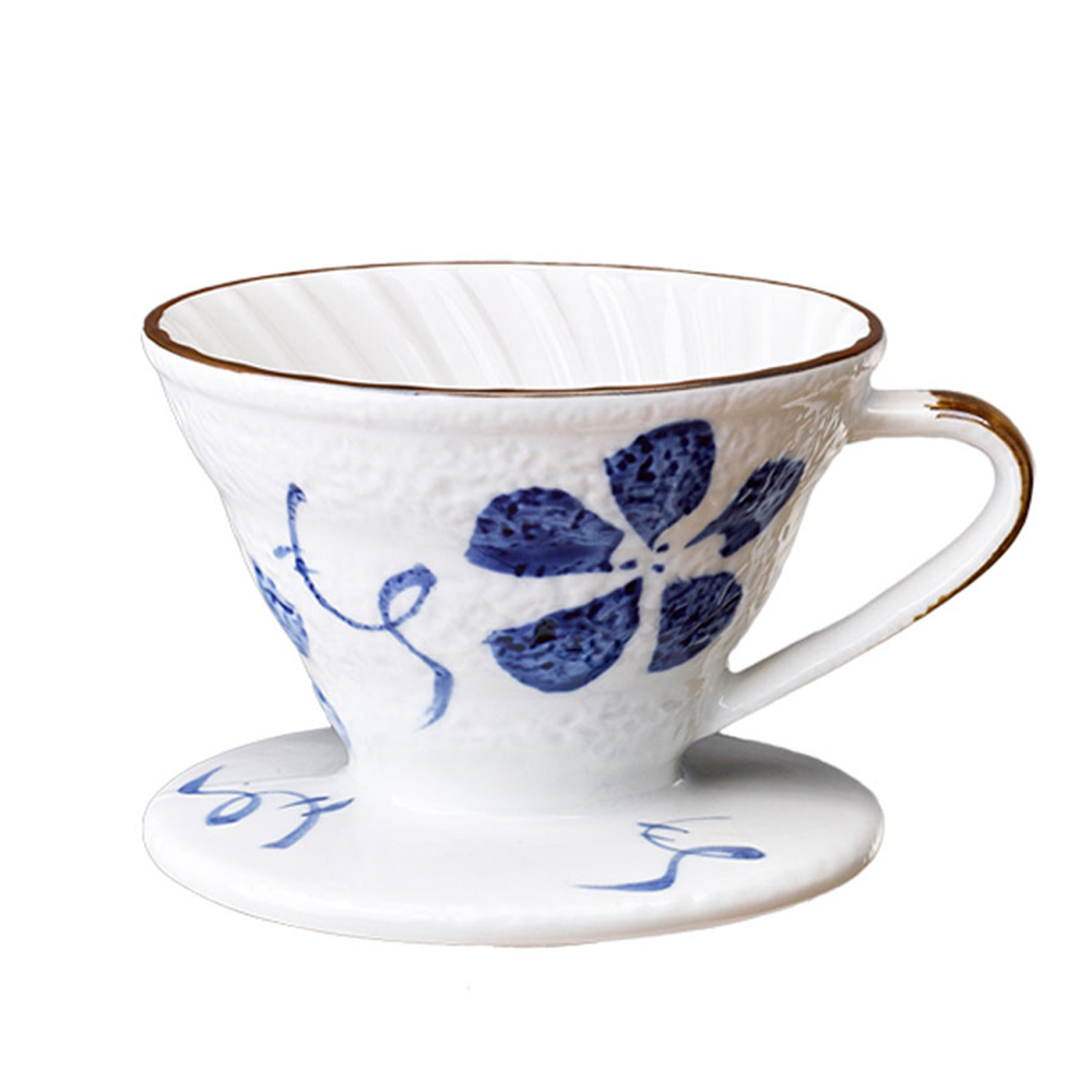 Tiamo V01日式手繪陶瓷咖啡濾器-古染花(HG5548A)