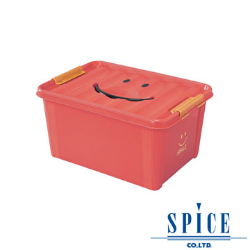 【SPICE】KIDS 馬卡龍色彩 附蓋 微笑整理箱 收納箱 - 紅色 M