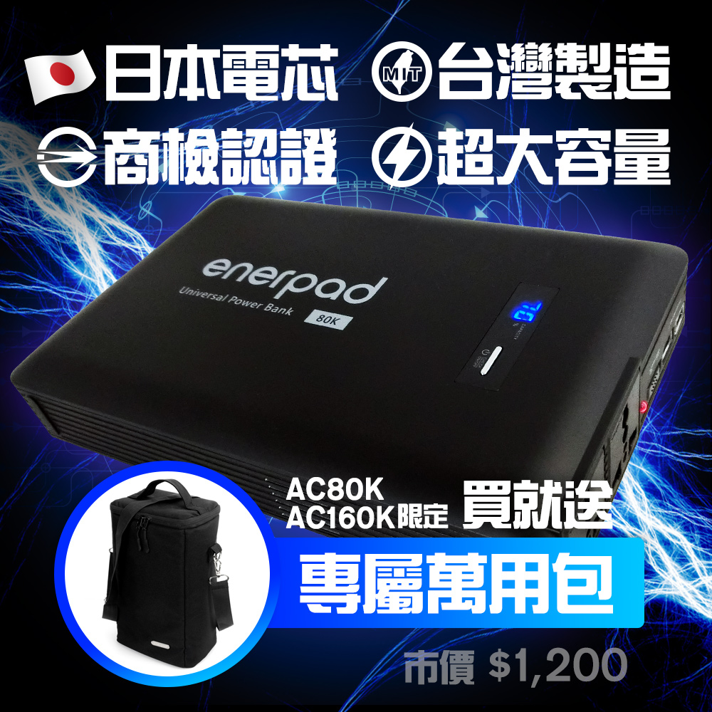 enerpad 攜帶式直流電 / 交流電行動電源 AC80K