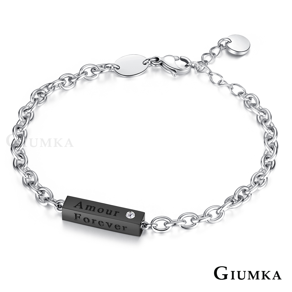 【GIUMKA】一字手鏈 Amour 黑色寬版 MH5047-6
