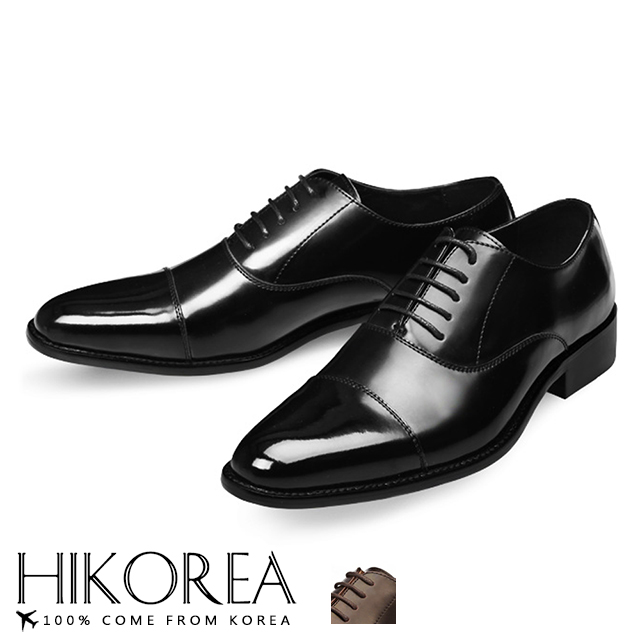 【HIKOREA】韓國空運/版型正常。紳士款皮革簡約拼接尖頭皮鞋(73-365共2色/現+預)