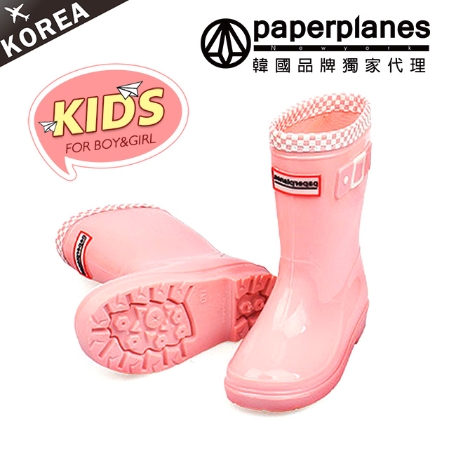 【Paperplanes】韓國空運/正常版型。兒童款輕量繽紛馬卡龍配色長筒雨靴(7-7762亮粉/現+預)
