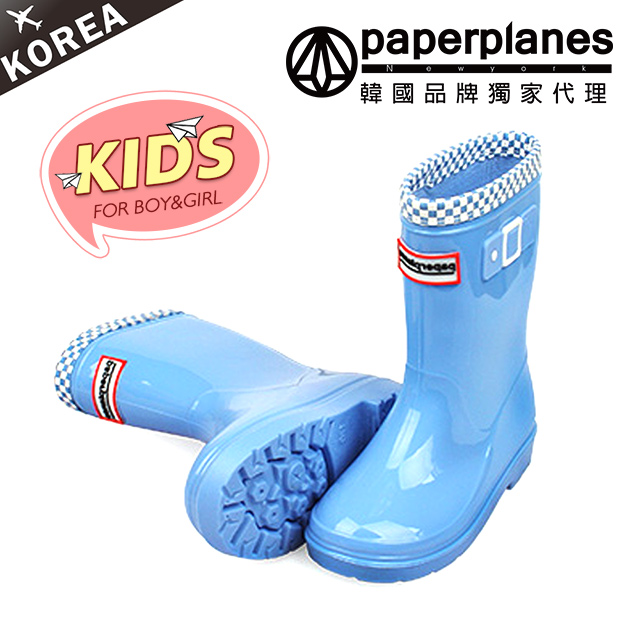 【Paperplanes】韓國空運/正常版型。兒童款輕量繽紛馬卡龍配色長筒雨靴(7-7762藍/現+預)