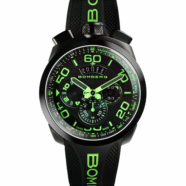 BOMBERG【炸彈錶】BOLT-68 系列 綠色霓虹計時碼錶