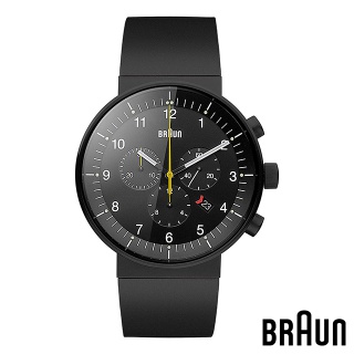 BRAUN德國百靈 BN0095BKBKBKG雋永經典三眼錶 日期窗設計款 橡膠錶帶不鏽鋼錶 黑錶盤黑色