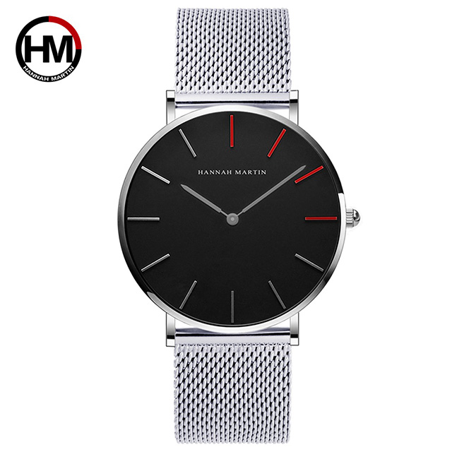 【HANNAH MARTIN】精彩人生無秒針設計腕錶(HM-1230-HR40-WYY)黑錶盤x銀色刻度/36mm