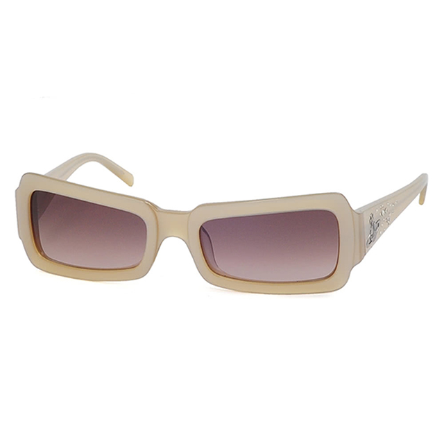 【Vivienne Westwood】英國精品時尚水鑽方框系列造型太陽眼鏡(VW59606-米白)