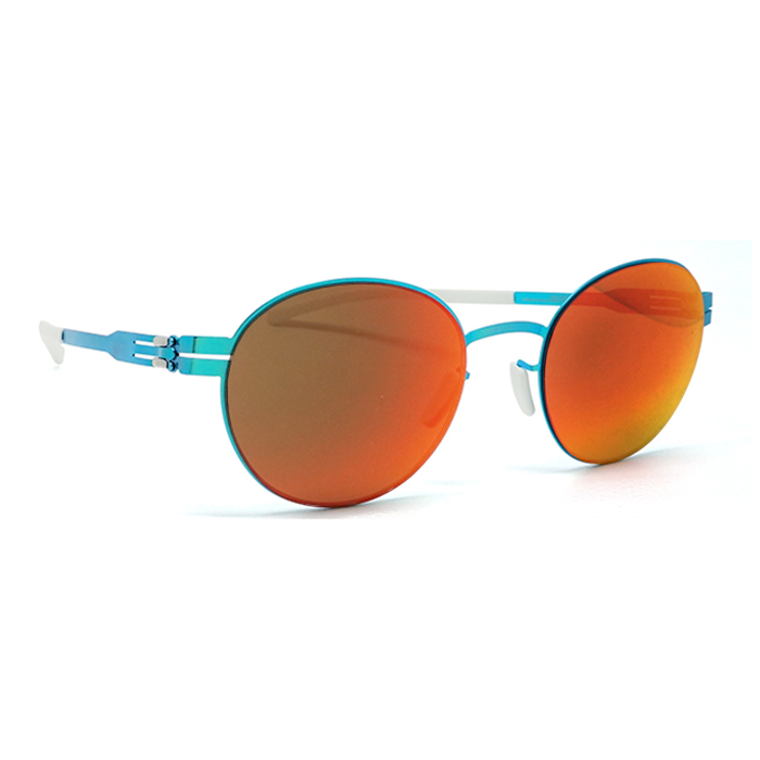 【ic! berlin】德國薄鋼墨鏡太陽眼鏡 claude electric turquoise 無螺絲專利設計 49mm