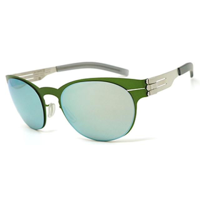 【ic! berlin】德國薄鋼墨鏡太陽眼鏡 zeder electric green 無螺絲專利設計 49mm