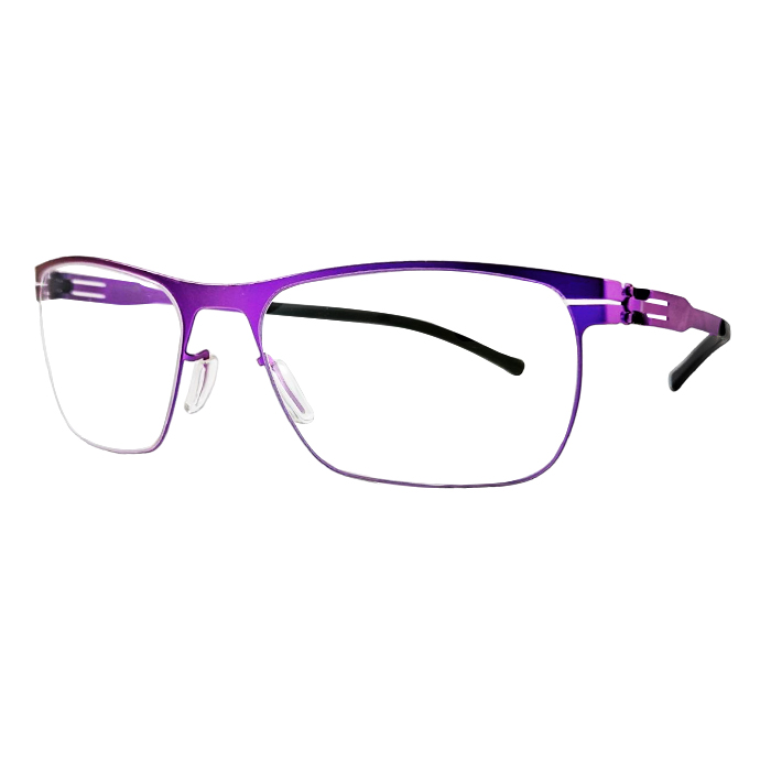 【ic! berlin】德國薄鋼光學眼鏡鏡框 julius electric violet 無螺絲專利設計 54mm