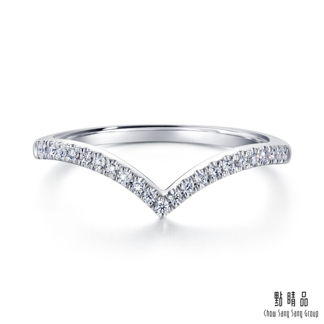 點睛品 Promessa V型線條 18K金鑽石戒指