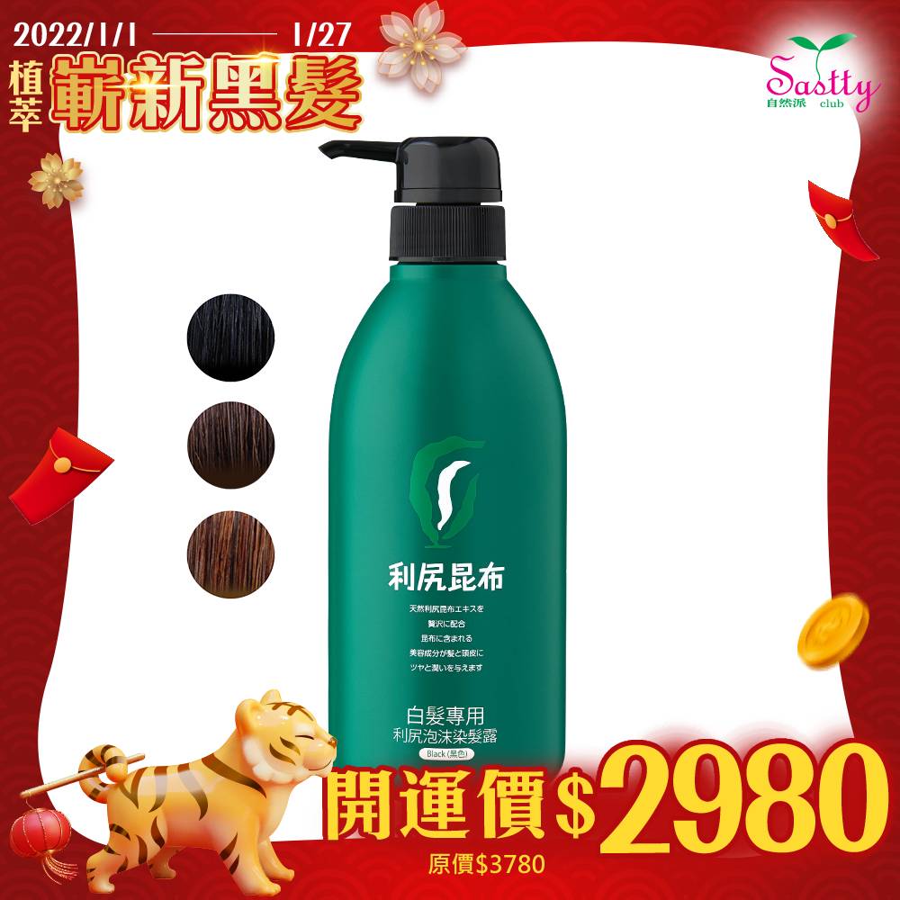 Sastty 利尻昆布白髮專用泡沫染髮露 褐色500ml 日本銷售第一 Pchome 24h購物