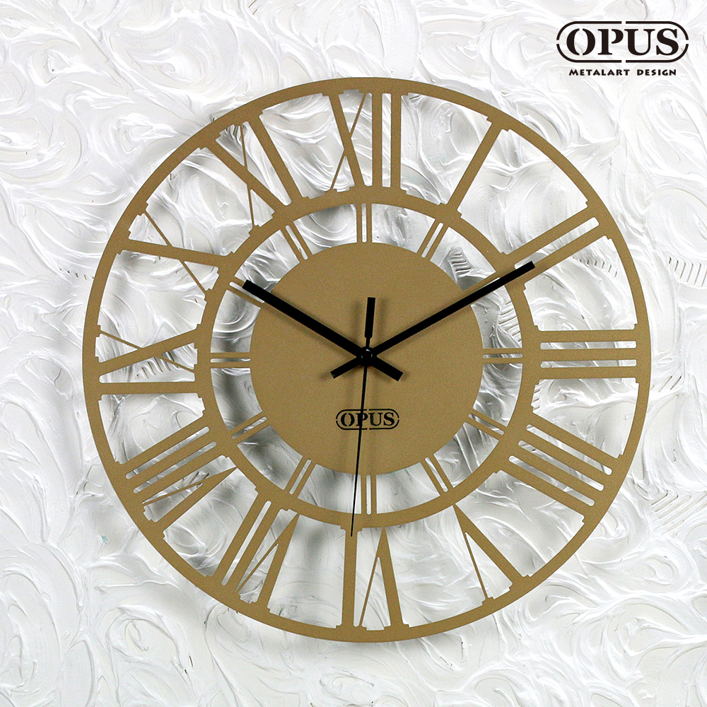 OPUS東齊金工 歐式鐵藝時鐘-羅馬數字(金)裝飾藝術掛鐘 餐廳客廳臥室壁掛 靜音壁鐘鐘錶 CL-ro02(G)