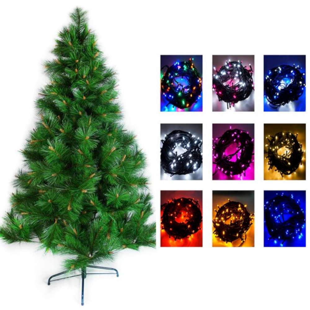 【摩達客】台灣製 8呎/ 8尺(240cm)特級綠松針葉聖誕樹 (不含飾品)+100燈LED燈4串(附控制器跳機)