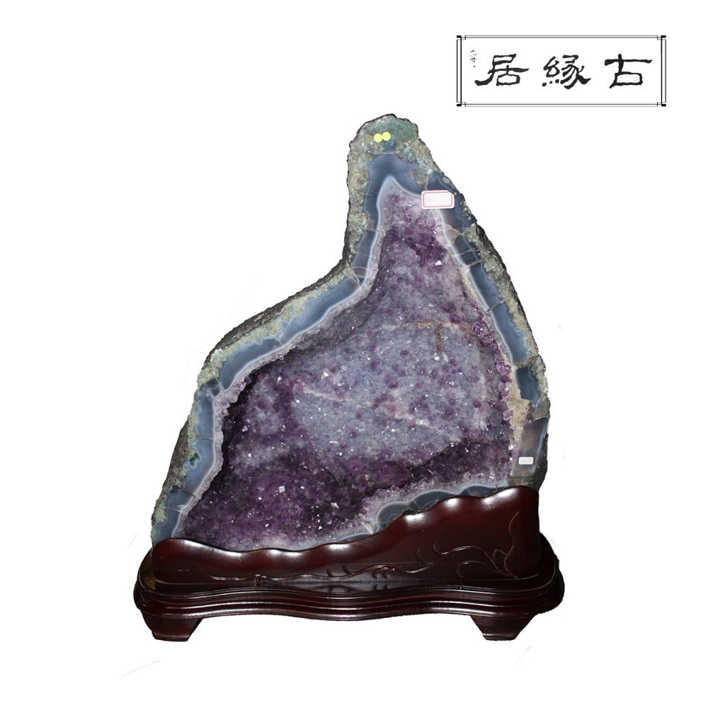 古緣居 巴西天然紫水晶洞 +木製底座(36.55公斤)