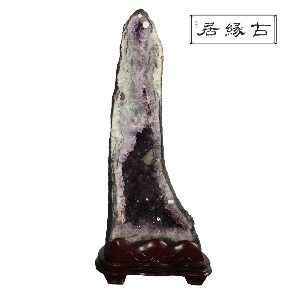 古緣居 巴西天然紫水晶洞 +木製底座(23.95公斤)