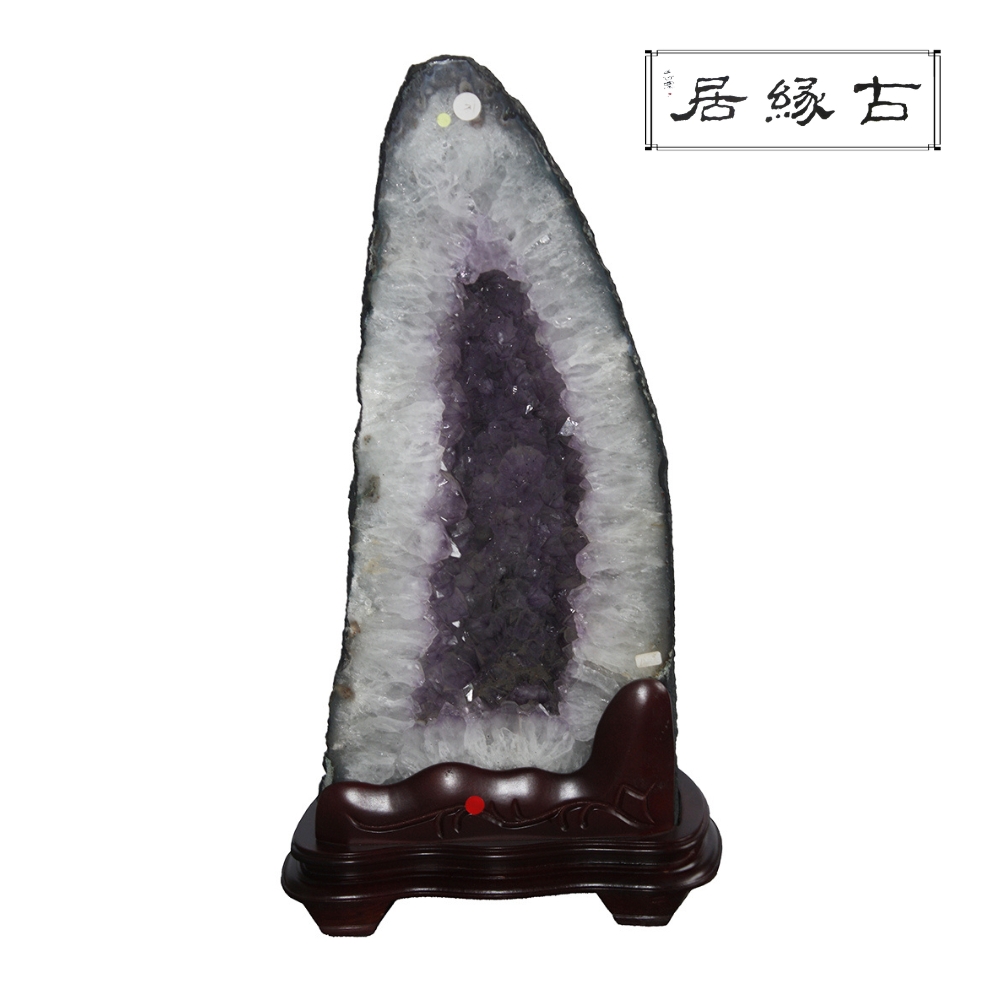古緣居 巴西天然紫水晶洞 +木製底座(18.55公斤)