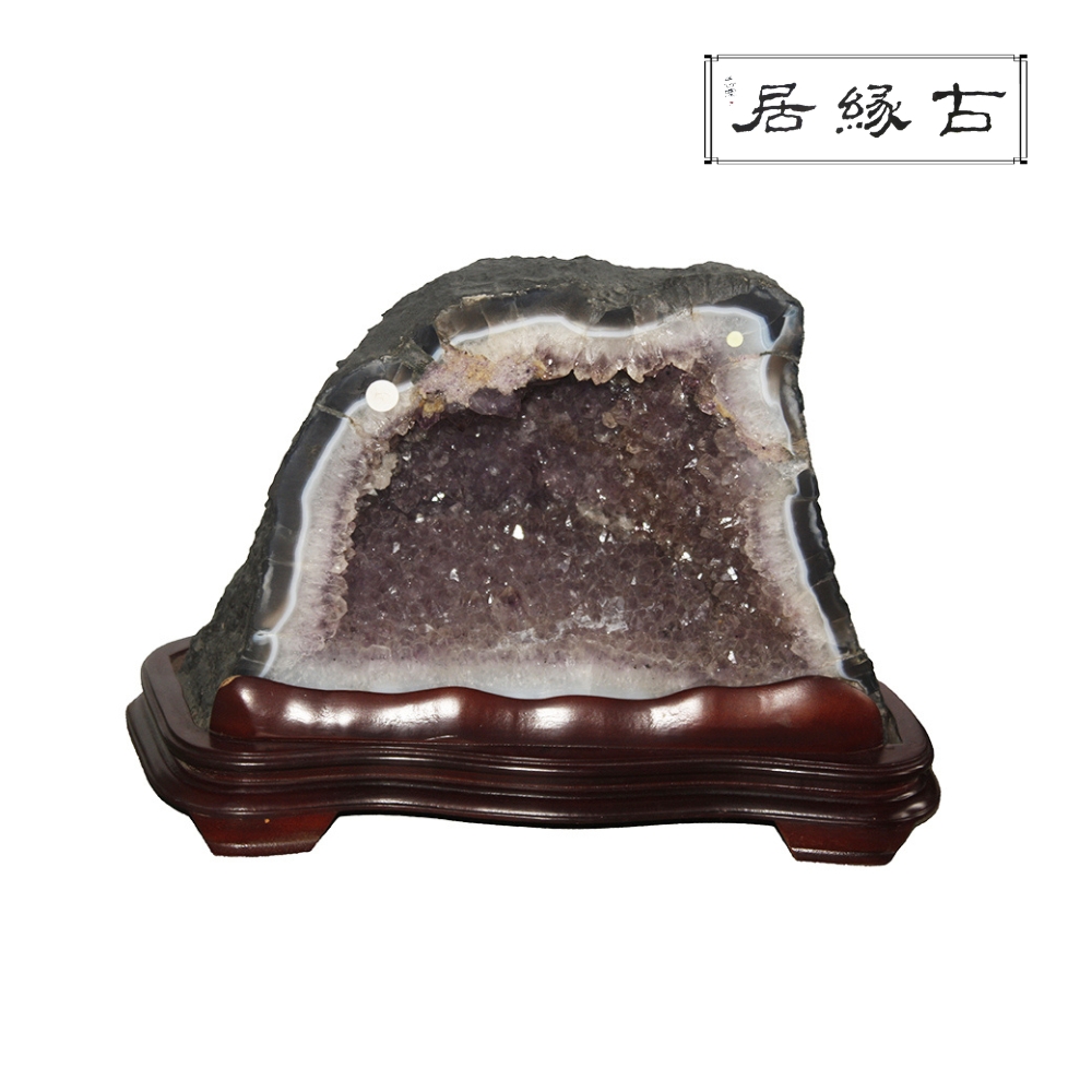 古緣居 巴西天然紫水晶洞 +木製底座(17.8公斤)