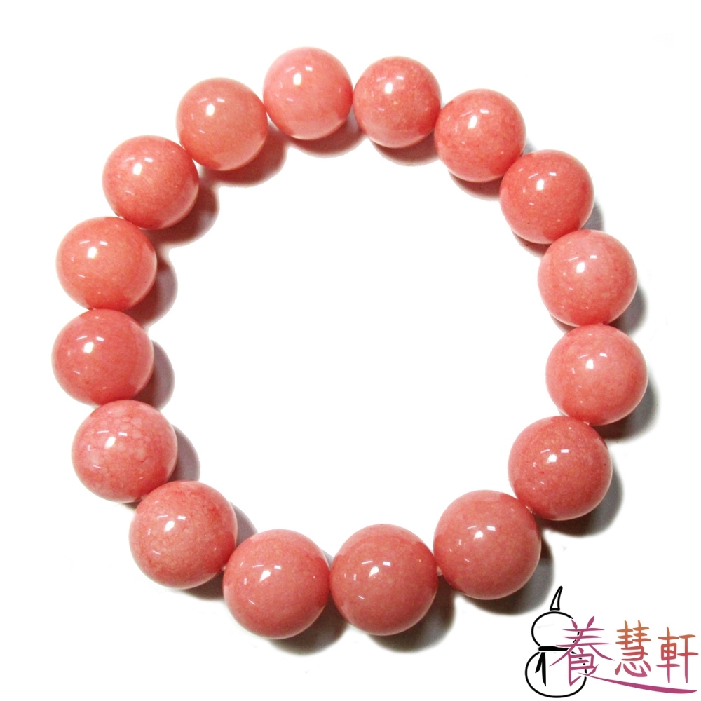 養慧軒 夢幻粉紅珊瑚玉圓珠手鍊 直徑12mm Pchome 24h購物