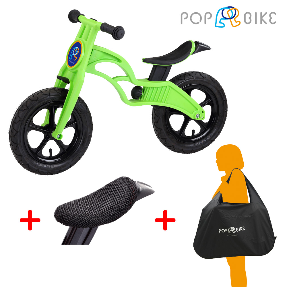 【BabyTiger虎兒寶】POPBIKE 兒童平衡滑步車 - AIR充氣胎 + 椅墊套 + 攜車袋