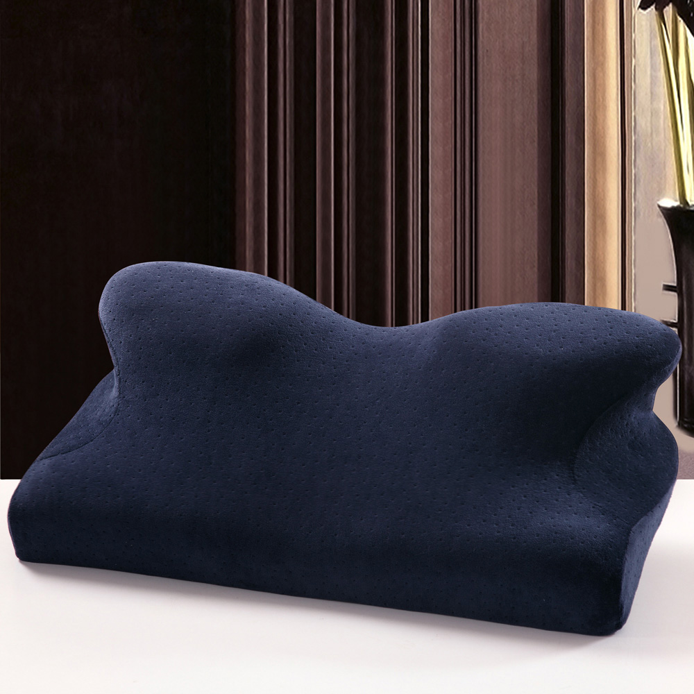 BELLE VIE 韓國熱銷 全方位4D蝶形枕 護頸舒適蝶型記憶枕/止鼾枕-藏青色