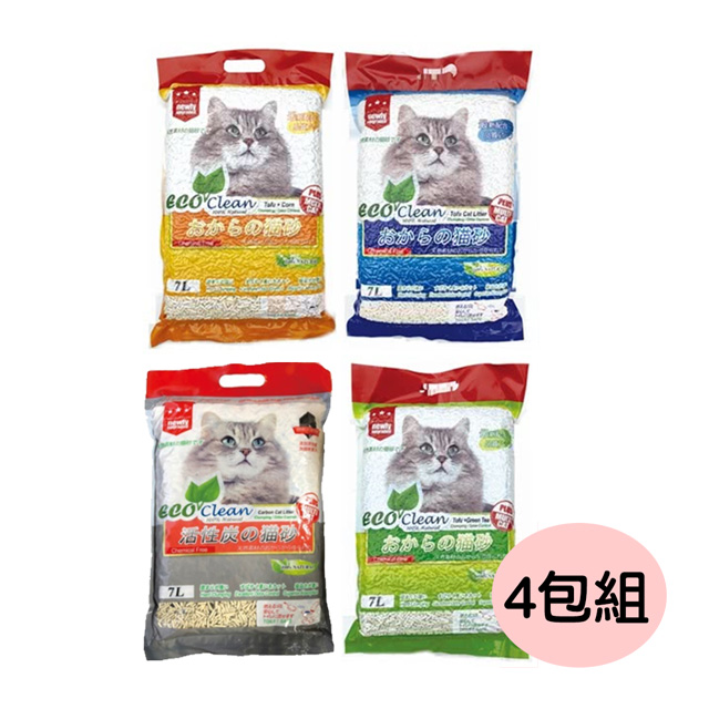 【四包組】艾可豆腐貓砂7L(原味/玉米/綠茶)