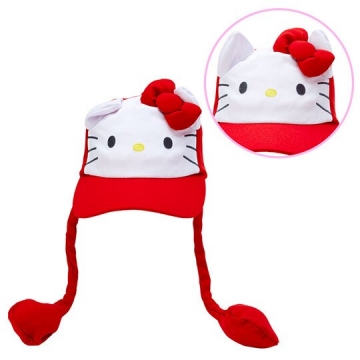 小禮堂hello Kitty 造型耳朵動動玩偶帽兔耳帽鴨舌帽老帽遮陽帽 紅白 Pchome 24h購物